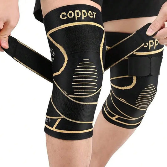 Copper Knee Brace for Women and Men(2 Pack)-Knee Compression Sleeve with Straps,Knee Braces for Knee Pain,Knee Support for Arthritis
