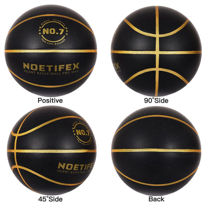 Silent Basketball Pro Max No.7 Black Gold High Density Quiet Training Ball with Real Bounce for Apartment Home Practice