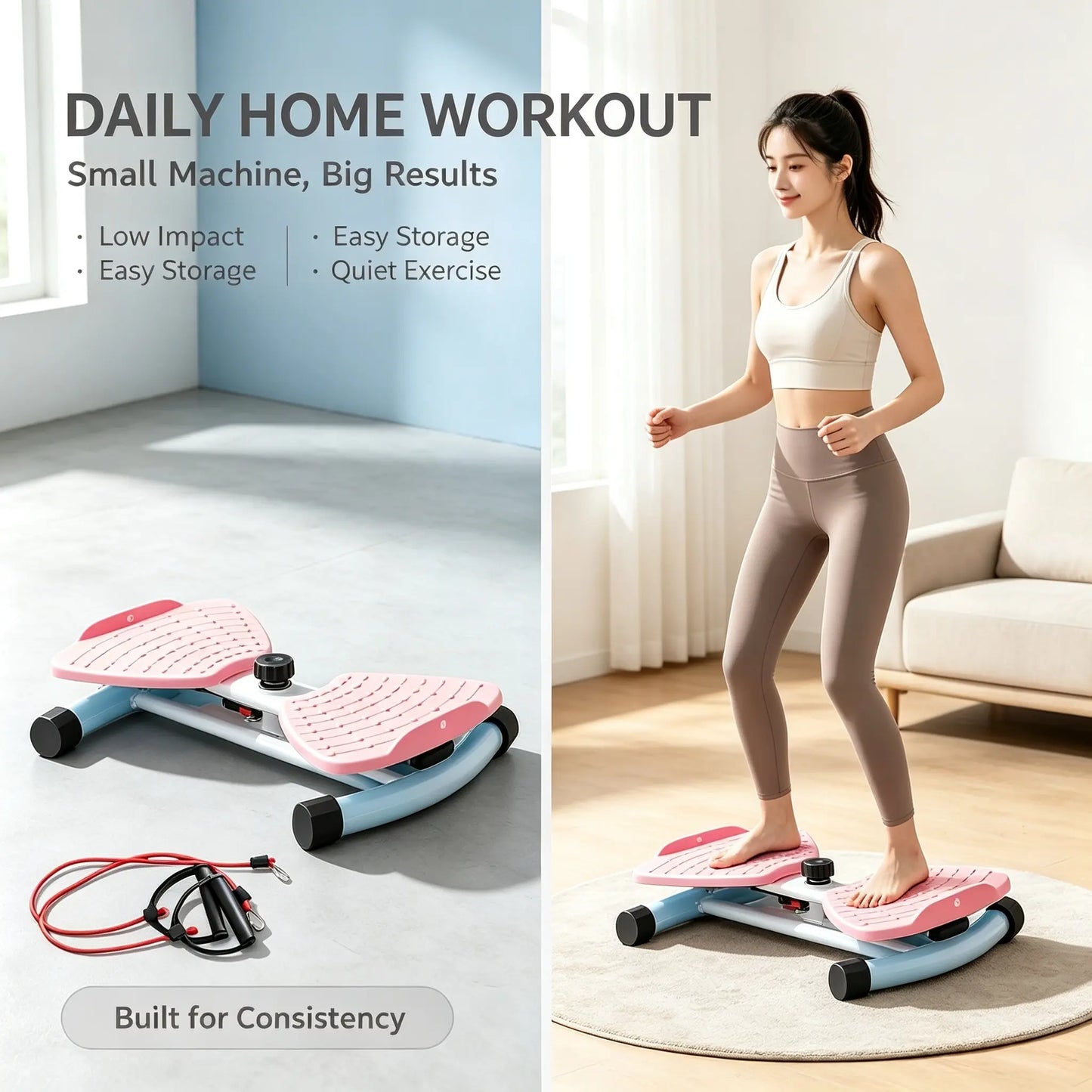 Waist Twisting Machine - Detachable Resistance Bands, Massage Nodes, Non-Slip Rotating Balance Trainer, Compact Portable Home Workout Equipment, Abdominal & Stomach Workout Gear for Home Use