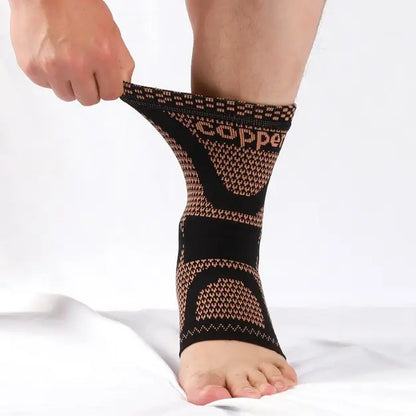Ankle Brace Support Sleeve, 2-Pack Copper Infused Compression, Sprain Recovery and Sports Protection, for Men Women Athletes and Daily Wear