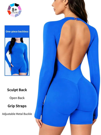 Adjustable Backless Gym Bodysuit, Comfortable Activewear, Ideal for Fitness Enthusiasts, Versatile Design for Various Exercises