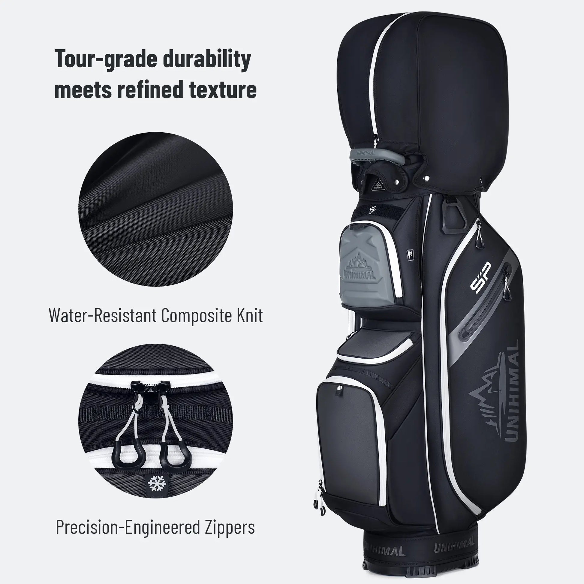 【Dealsforyoudays】Unihimal Silent 14-Way Full Length Divider Golf Cart Bag (Golf Gear for All Ages) - Waterproof Knit Composite Fabric, 9 Storage Pockets, Magnetic Rangefinder Pocket, S-Lock Anti-Tangle Club System, Lightweight Ergonomic Shoulder Strap, Kn