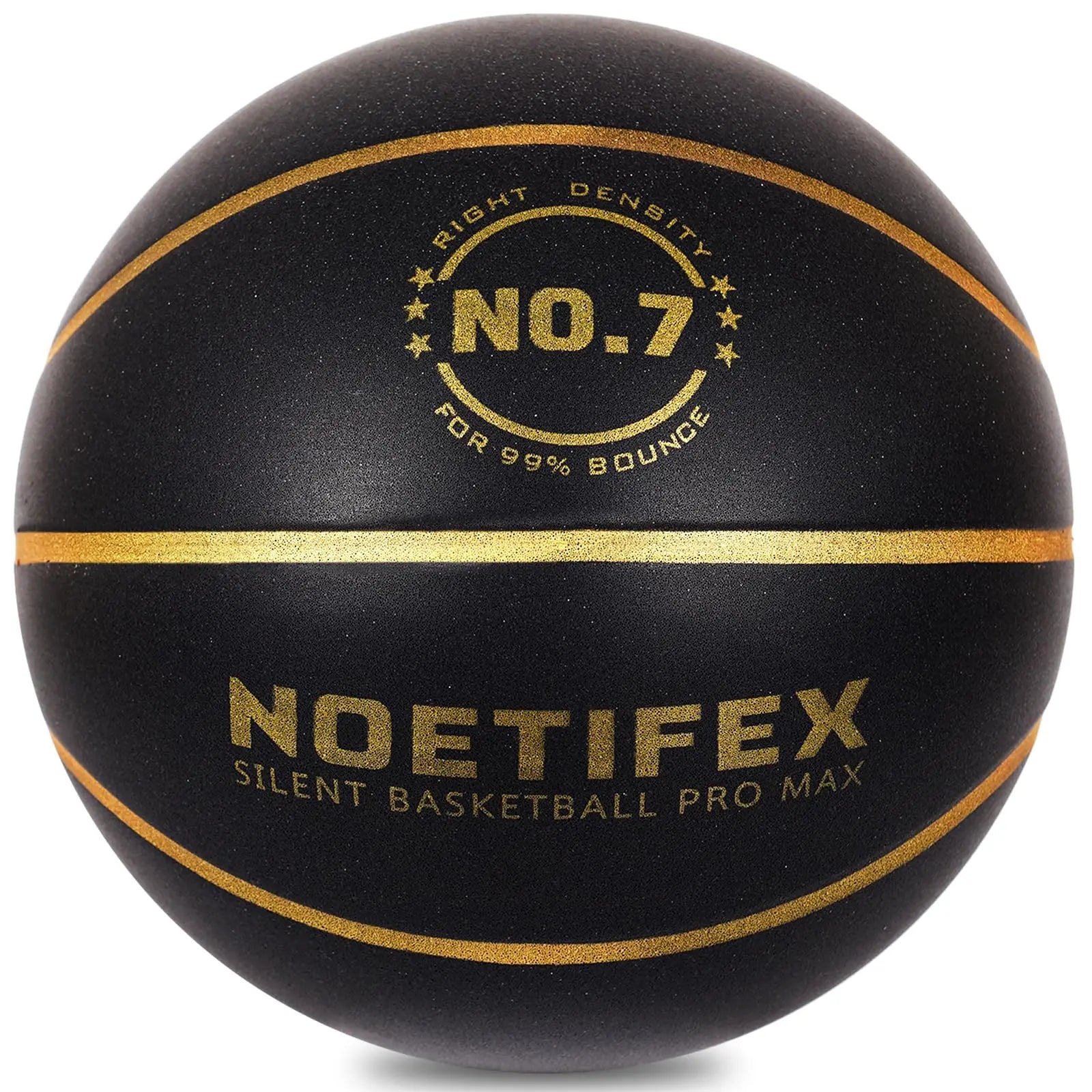 Silent Basketball Pro Max No.7 Black Gold High Density Quiet Training Ball with Real Bounce for Apartment Home Practice