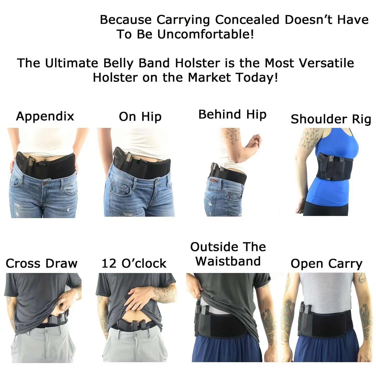 Tactical Covert Carrying Leather Bellyband Holster - Elastic, Breathable, Comfortable Tactical Equipment for Men, Right-Handed, Black Concealed Carry Accessory for Sports & Outdoor Use
