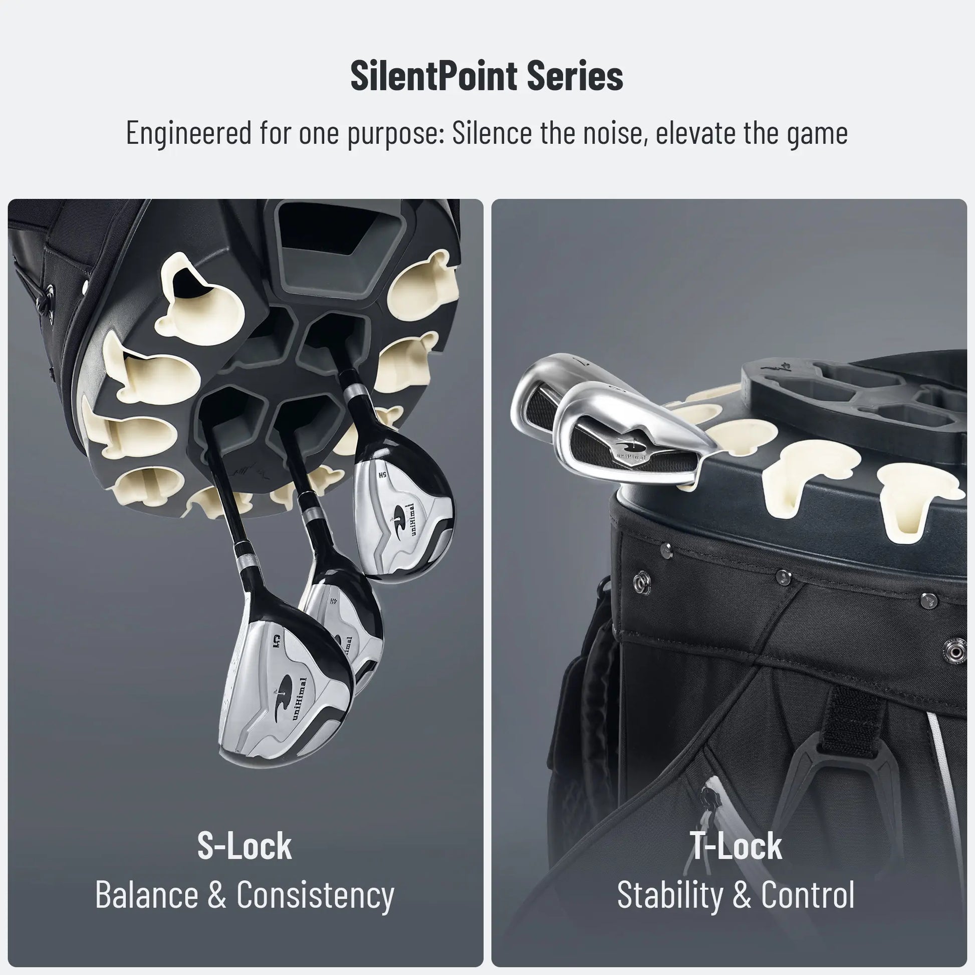 【Dealsforyoudays】Unihimal Silent 14-Way Full Length Divider Golf Cart Bag (Golf Gear for All Ages) - Waterproof Knit Composite Fabric, 9 Storage Pockets, Magnetic Rangefinder Pocket, S-Lock Anti-Tangle Club System, Lightweight Ergonomic Shoulder Strap, Kn