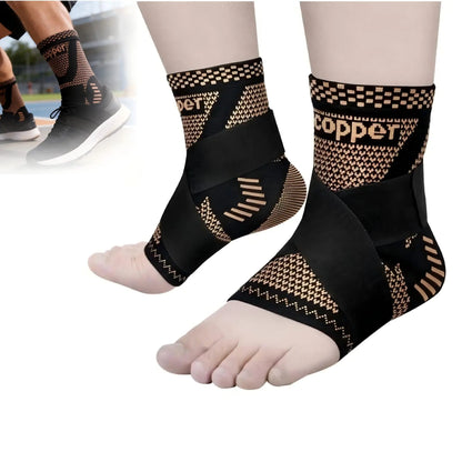 Ankle Brace Support Sleeve, 2-Pack Copper Infused Compression, Sprain Recovery and Sports Protection, for Men Women Athletes and Daily Wear