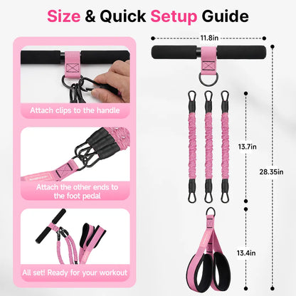 MANUEKLEAR Women'S 5-In-1 Home Fitness Gym Strap Set, Upgraded 3-Tube Pedal Resistance Bands with Handles, Adjustable Tension Ropes, Hip Thrust Belt, Ankle Straps, Glute Bands, Sliding Discs for ABS Waist Training