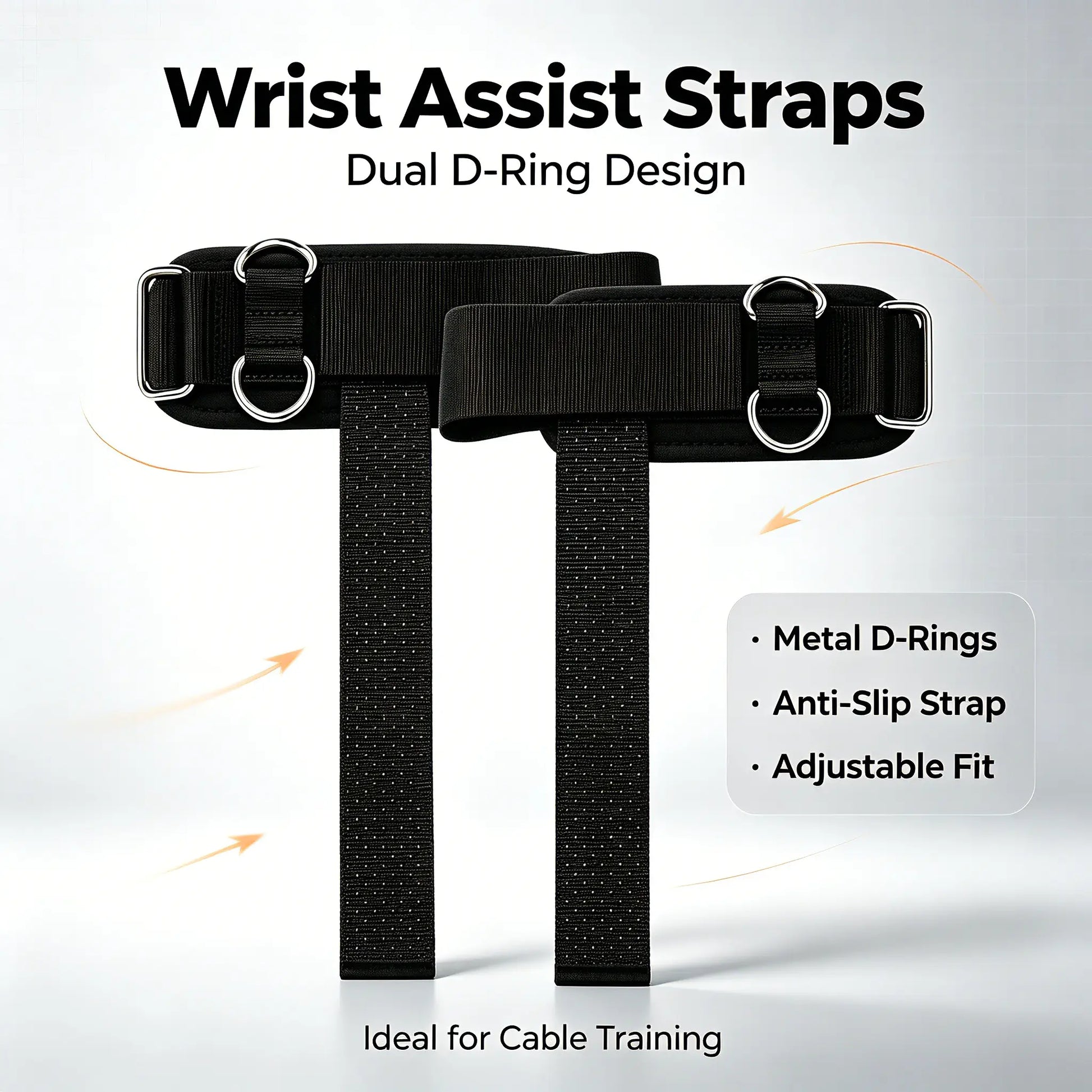 2 Pack Dual D-Ring Lifting Straps, Silicone Anti-Slip Weight Lifting Wrist Straps, Adjustable Thickened Nylon Wrist Support for Deadlifts, Gym Fitness Training