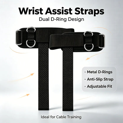 2 Pack Dual D-Ring Lifting Straps, Silicone Anti-Slip Weight Lifting Wrist Straps, Adjustable Thickened Nylon Wrist Support for Deadlifts, Gym Fitness Training