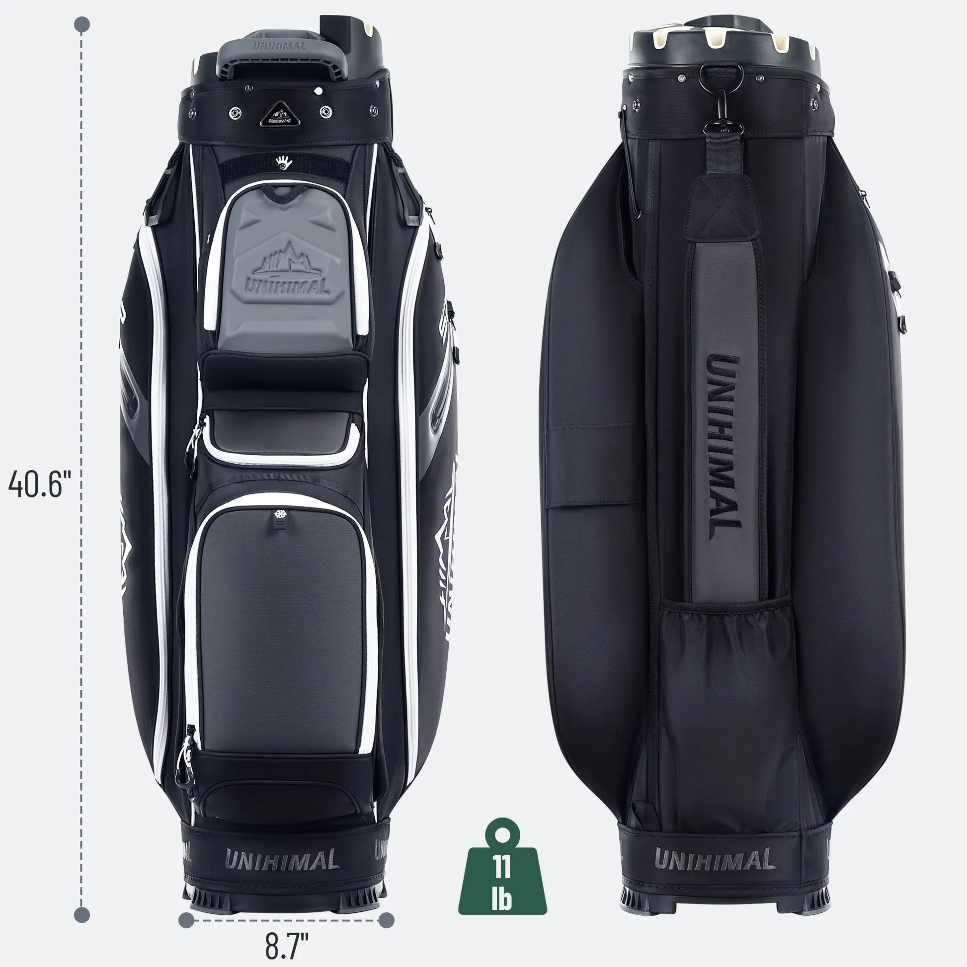 【Dealsforyoudays】Unihimal Silent 14-Way Full Length Divider Golf Cart Bag (Golf Gear for All Ages) - Waterproof Knit Composite Fabric, 9 Storage Pockets, Magnetic Rangefinder Pocket, S-Lock Anti-Tangle Club System, Lightweight Ergonomic Shoulder Strap, Kn