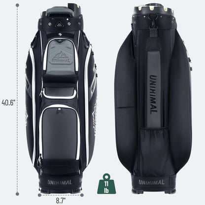 【Dealsforyoudays】Unihimal Silent 14-Way Full Length Divider Golf Cart Bag (Golf Gear for All Ages) - Waterproof Knit Composite Fabric, 9 Storage Pockets, Magnetic Rangefinder Pocket, S-Lock Anti-Tangle Club System, Lightweight Ergonomic Shoulder Strap, Kn
