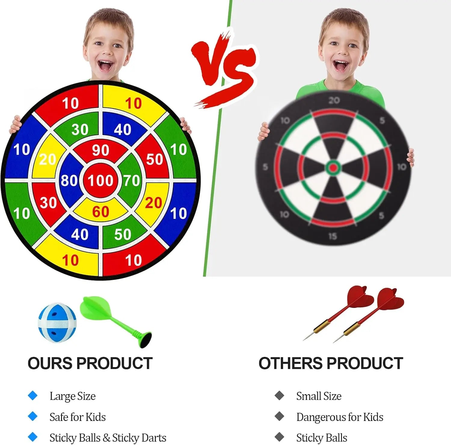 29 Inch Dart Board Game for Kids – Sticky Ball Dart Board Set with 12 Balls & 4 Darts, Indoor & Outdoor Family Sports Game, Parent-Child Interactive Toy, Birthday & Holiday Gifts for Boys and Girls