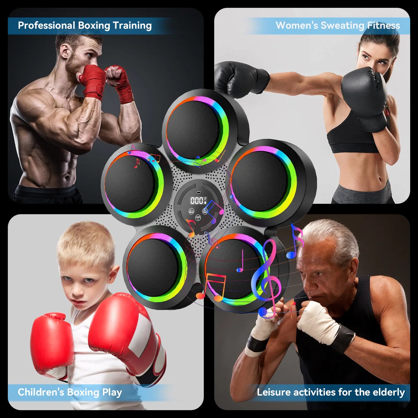 Smart Rhythm Boxing Machine - Interactive LED Punching Pad with Bluetooth Music, Fun Workout Game for Home Gym