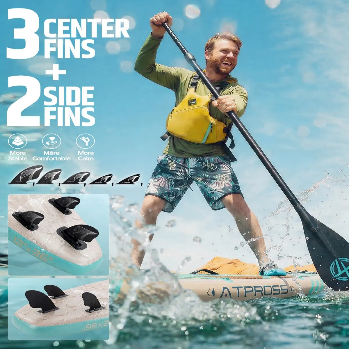 [Dealsforyoudays] 12'X36" Blow up Stand up Paddle Board, Wide Stable PVC Outdoor Sport SUP for Beginners, 500 Lbs Capacity with Kayak Seat, Safety Leash, Waterproof Phone Bag, Repair Kit, Camping Compatibility, Blow up Paddle Board, Stability Paddleboard,