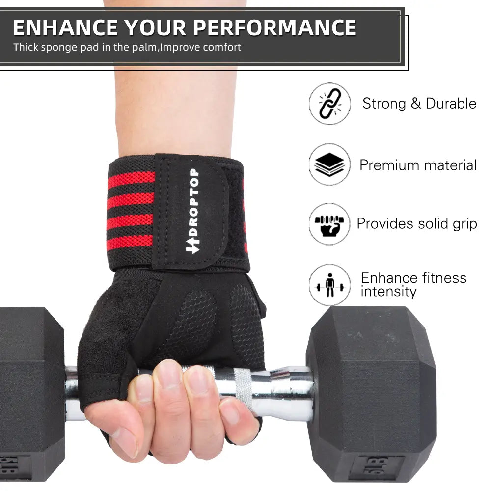 DROPTOP Weight Lifting Gloves for Men & Women Wrist Support Gym Workout Gloves - Black and White Stripes