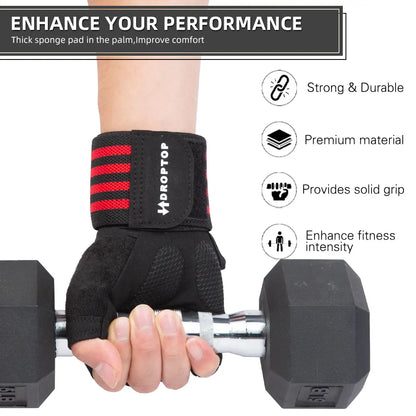 DROPTOP Weight Lifting Gloves for Men & Women Wrist Support Gym Workout Gloves - Black and White Stripes