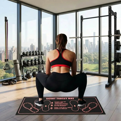 Squat Pad, 2-Tone Non-Slip Rubber Fitness Mat with Targeted Training Zones for Enhanced Stability - for Home or Gym Use, Rubber Mats for Gym, Fitness Equipment, Strength Training Equipment