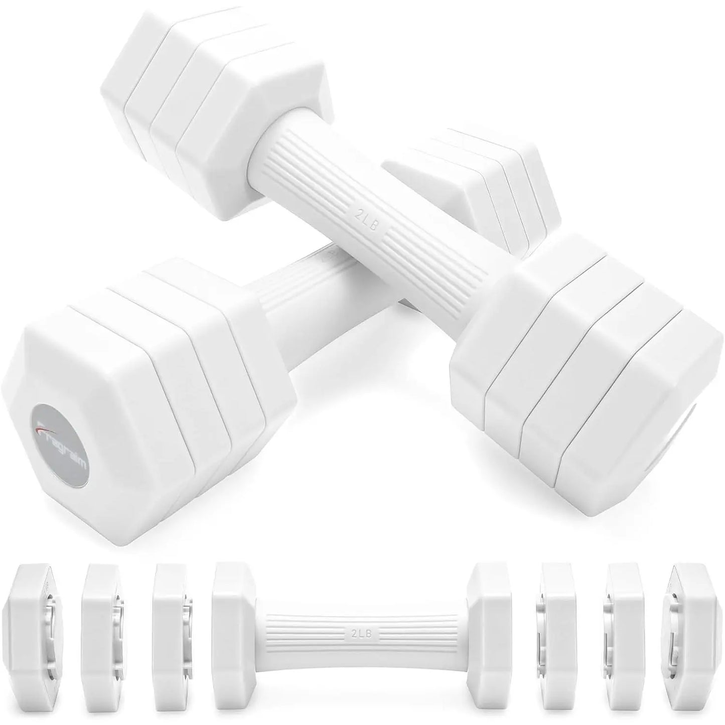 Adjustable Dumbbells Set, 4 in 1 Hand Weights Set for Women Men 10 LB/ 12 LB Dumbbell Pair Each 2Lbs 3Lbs 4Lbs 5Lbs Weights Dumbbells Set with TPU Soft Rubber Handle for Gym Exercise Fitness