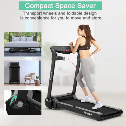 Costway Folding Electric Treadmill, 3.0 HP Motorized Fitness Exercise Machine for Home, Gym, Office, Running Walking Machine W/ App Control, Dual Flywheels, High Performance Indoor Cardio Trainer