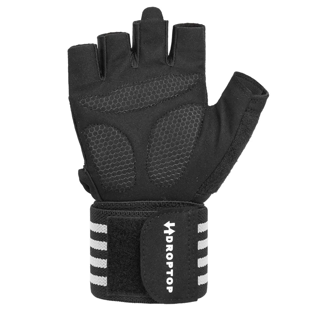 DROPTOP Weight Lifting Gloves for Men & Women Wrist Support Gym Workout Gloves - Black and White Stripes
