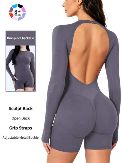 Adjustable Backless Gym Bodysuit, Comfortable Activewear, Ideal for Fitness Enthusiasts, Versatile Design for Various Exercises