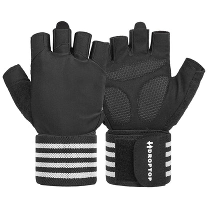 DROPTOP Weight Lifting Gloves for Men & Women Wrist Support Gym Workout Gloves - Black and White Stripes