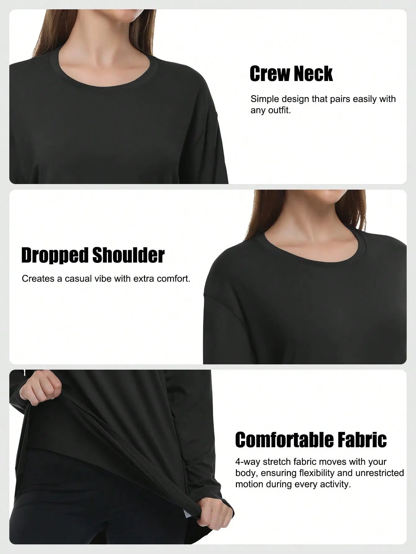 4 Packs Workout Oversized T Shirts for Women Long Sleeve plus Size Baggy Athletic Gym Shirts Tops Tees Machine Washable