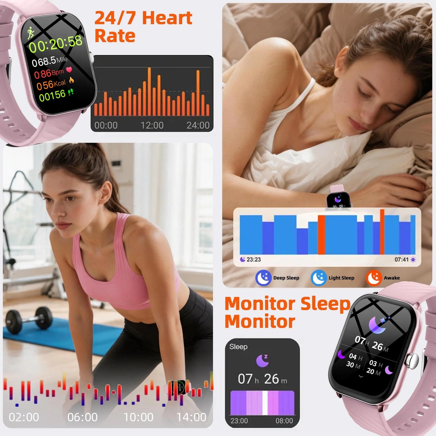 Free Delivery Multifunctional Women'S Smartwatch 2026, Get in 3-DAY, IP68 Waterproof for Android and Iphone, Bluetooth Call & Music Control, DIY Custom Dial, 100+ Sports Modes and Message Reminders, Ideal for Sports & Gifting