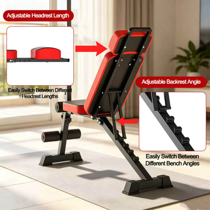SAVEYOUR Multi-Functional Weight Bench with Pulley System and Adjustable Backrest Foldable Full Body Home Gym Strength Training Equipment