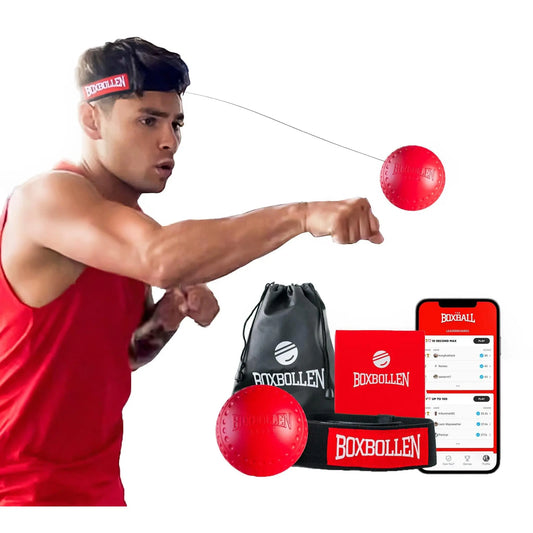 Boxbollen Original with App, Used by Celebrities - MMA Gear Boxing Ball - Boxing Reflex Ball with Adjustable Strap - Interactive the Boxball App Integration - Stocking Stuffer Ideas - 1 Pack