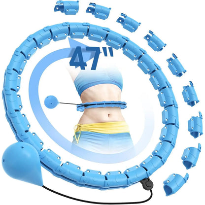 2026 Detachable Smart Hula Hoop - Blue, with 24 Solid Segments Weighted Hula Circle Hoops for Adults , Infinity Fitness Hoop plus Size 47 Inch, 24 Detachable Links, Exercise Hoop Suitable for Women and Beginners Thigh Master