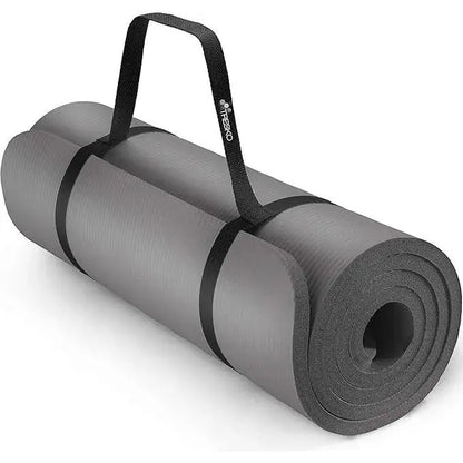 Fitness Exercise Mat Phthalate-Free NBR Foam Yoga Pilates Gymnastics Mat with Adjustable Elastic Band Versatile Skin-Friendly Compact Design Non Slip Work Extra-Thick Non-Slip Yoga Mat with Strap Gym