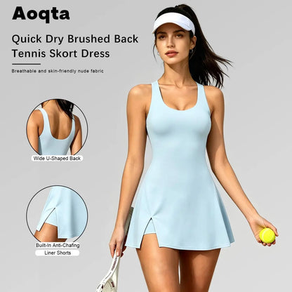 Aoqta 2026 Summer New Arrival Dress, Women’S Yoga Sport Dress, Collegiate-Style Sports Dress, Retro Collegiate Tennis Outfit