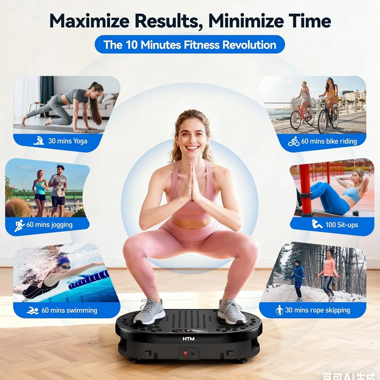 High-Power Vibration Plate Exercise Machine,440Lbs Weight Capacity, Bluetooth Remote Control, 4 Workout Modes for Home Gym Fitness Equipment Summervibes
