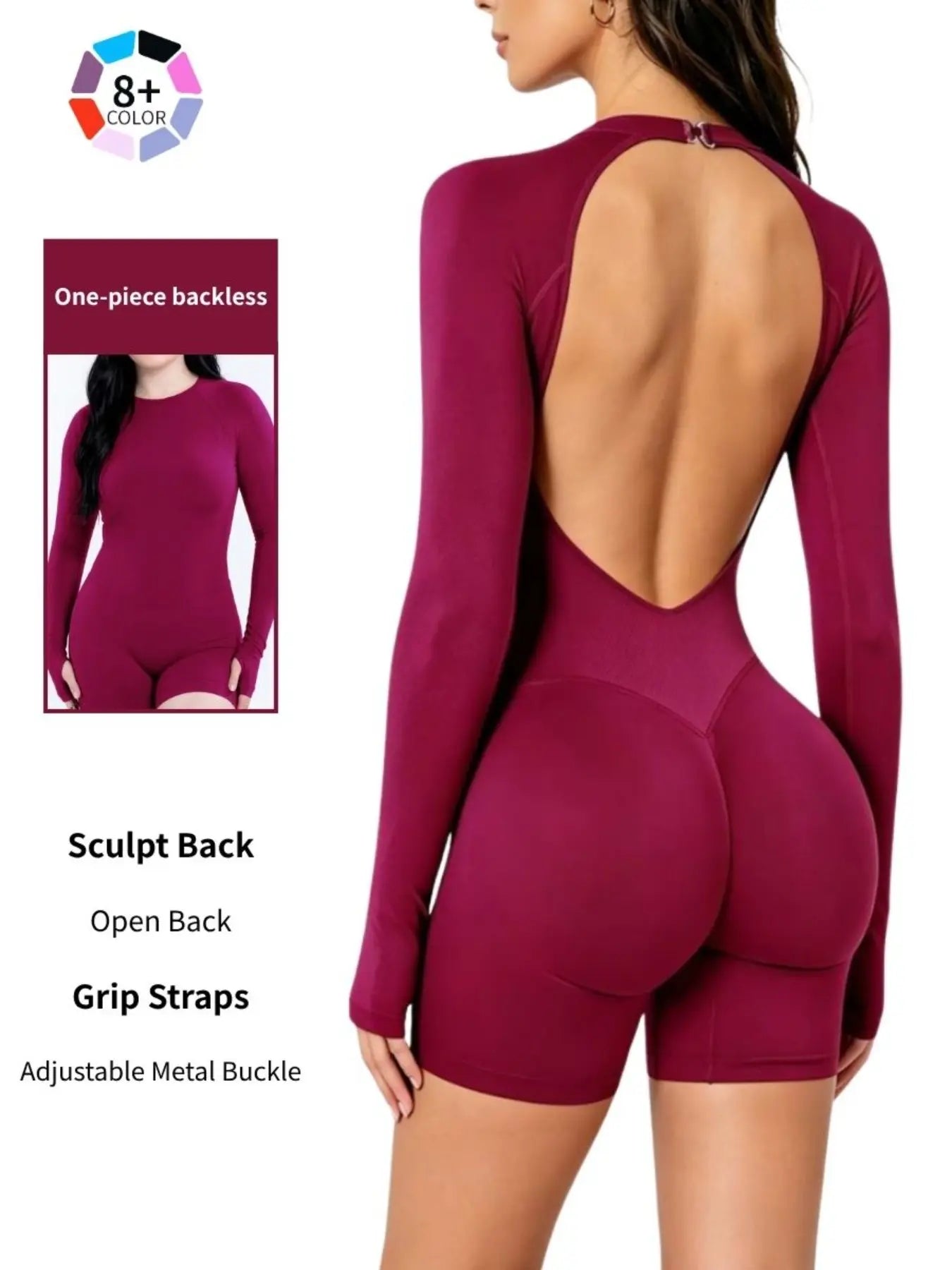 Adjustable Backless Gym Bodysuit, Comfortable Activewear, Ideal for Fitness Enthusiasts, Versatile Design for Various Exercises
