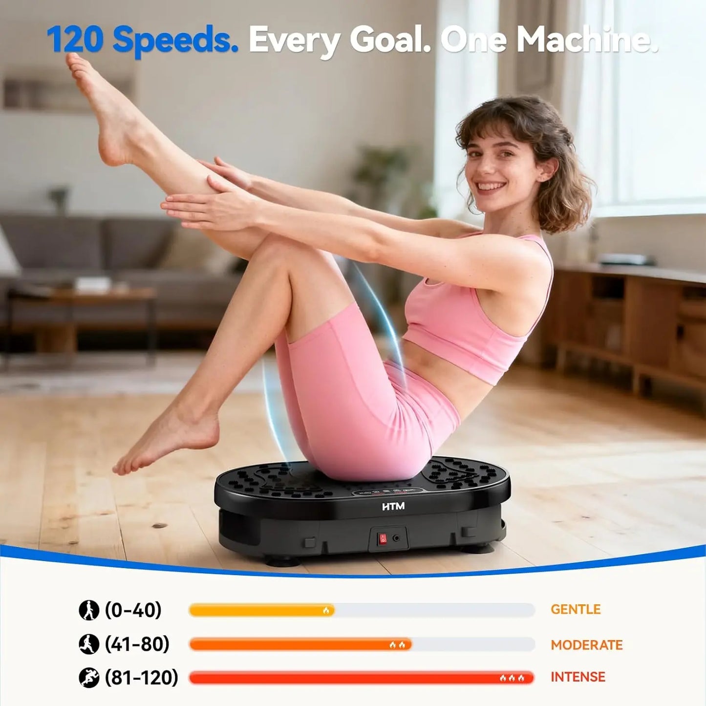 High-Power Vibration Plate Exercise Machine,440Lbs Weight Capacity, Bluetooth Remote Control, 4 Workout Modes for Home Gym Fitness Equipment Summervibes