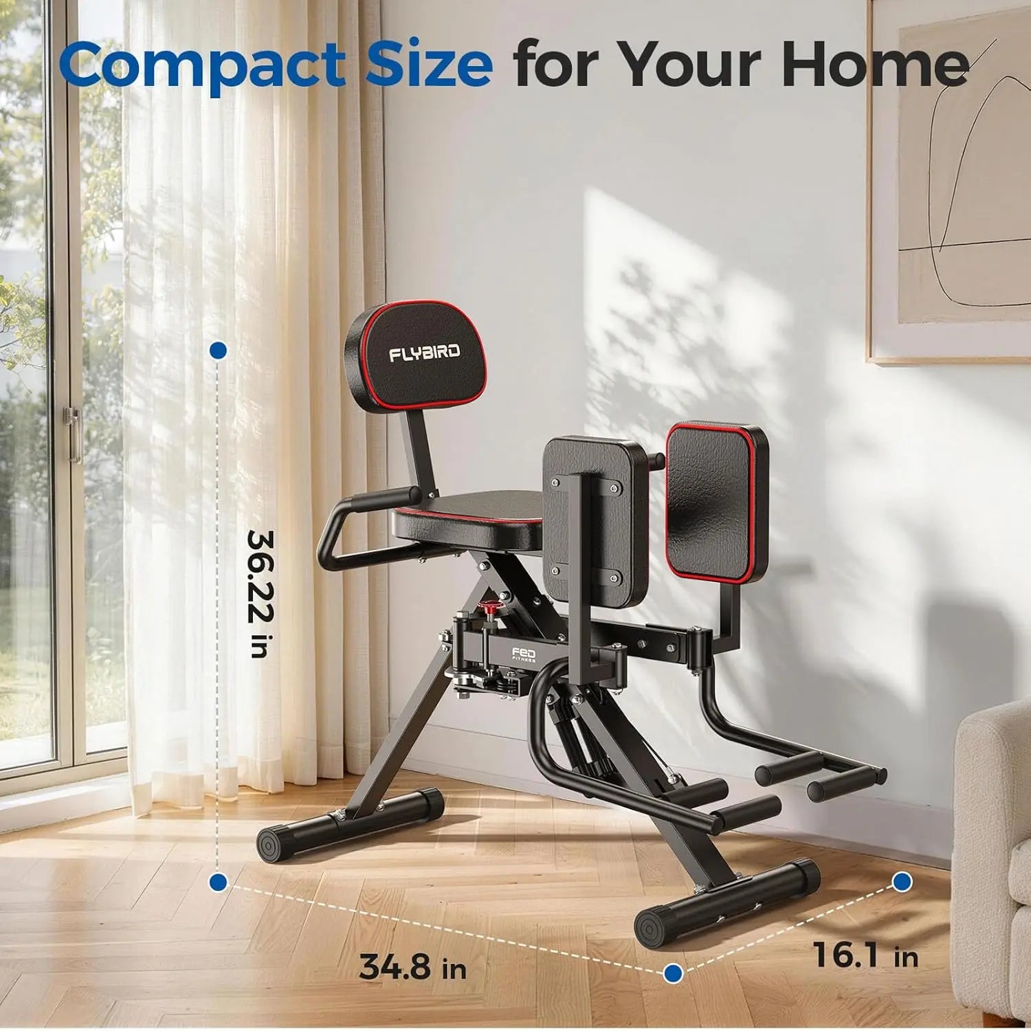 FED Fitness Series HA1 Hip Abductor Machine & Adductor Machine for Home Gym, Glute & Inner Thigh Trainer with 6 Adjustable Resistance Bands, Dual Foot Bar, up to 108LBS Resistance Home Exercise Equipment