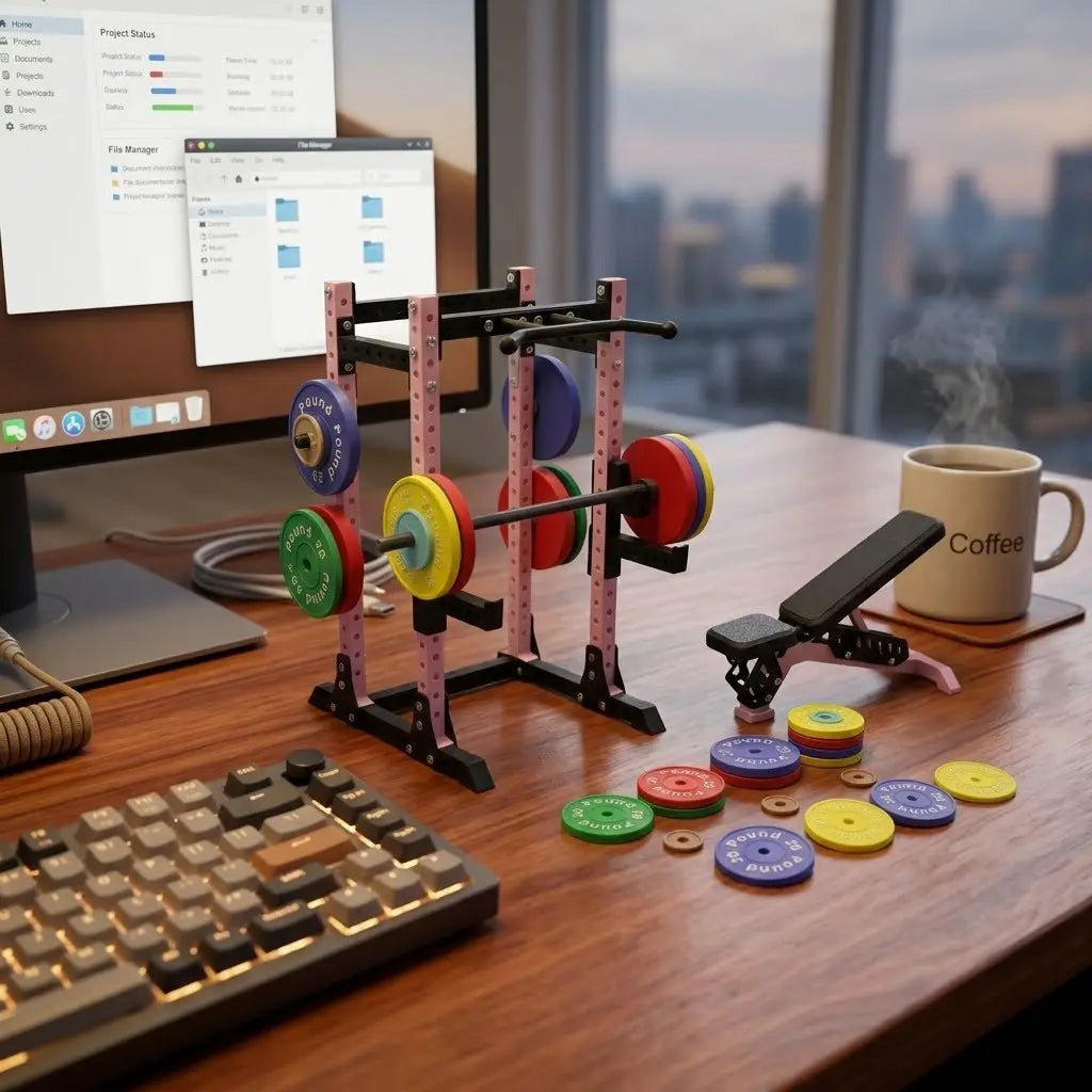 Mini Fitness Bench, Adjustable Angle 3D Printed Chair, Home Gym Decor, Workout Toy Set, Desk Model, Barbell Rack, Teen Gift, Desk Exercise Equipment, Workout Training Equipment