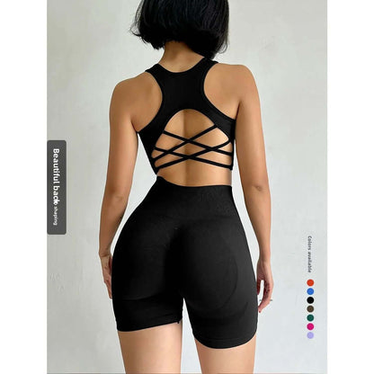 Women'S 2-Piece Seamless Pullover Yoga Set - Female Quick-Dry Sports Bra & Yoga Shorts, Sporty Clothing Set for Gym Running, Sporty Sports Clothing Sets