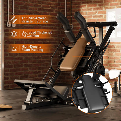 Leg Press Hack Squat Machine for Home Gym, Professional Deep Squat Machine & Shoulder Press Workout Equipment with Adjustable Backrest, Fits 1" & 2" Plates, Strength Training Gym Equipment