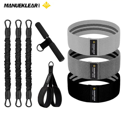 MANUEKLEAR Women'S 5-In-1 Home Fitness Gym Strap Set, Upgraded 3-Tube Pedal Resistance Bands with Handles, Adjustable Tension Ropes, Hip Thrust Belt, Ankle Straps, Glute Bands, Sliding Discs for ABS Waist Training