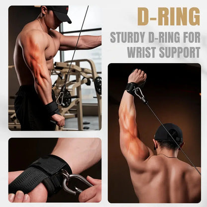 2 Pack Dual D-Ring Lifting Straps, Silicone Anti-Slip Weight Lifting Wrist Straps, Adjustable Thickened Nylon Wrist Support for Deadlifts, Gym Fitness Training