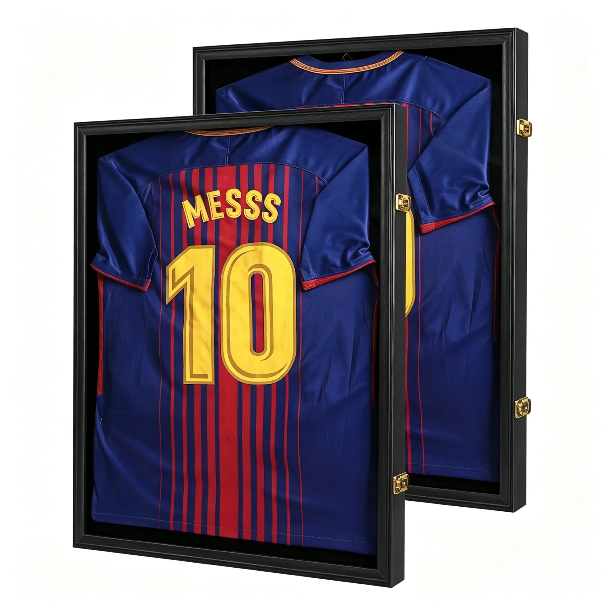 Jersey Frame Display Case Lockable UV Protection Shadow Box for Football Basketball Baseball Soccer Hockey Sports Shirt-Memorabilia Autograph Uniform Wall Mountable Black Wood(Goldlock)