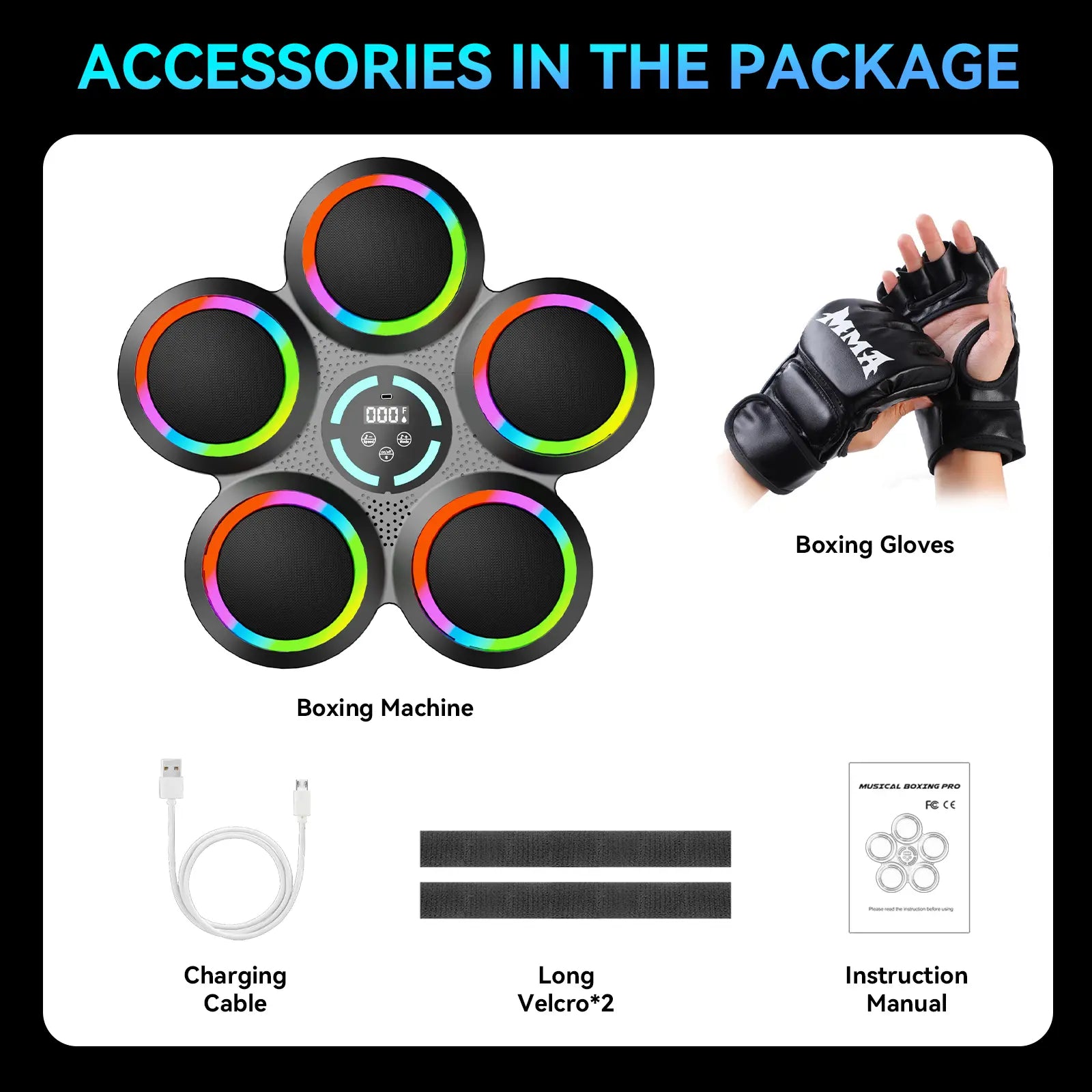 Smart Rhythm Boxing Machine - Interactive LED Punching Pad with Bluetooth Music, Fun Workout Game for Home Gym