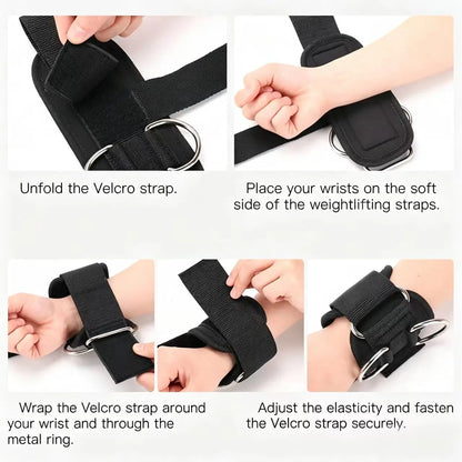 2 Pack Dual D-Ring Lifting Straps, Silicone Anti-Slip Weight Lifting Wrist Straps, Adjustable Thickened Nylon Wrist Support for Deadlifts, Gym Fitness Training