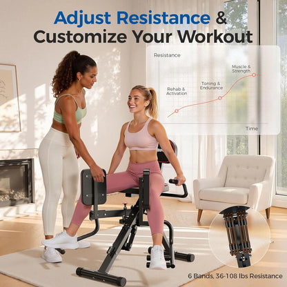 FED Fitness Series HA1 Hip Abductor Machine & Adductor Machine for Home Gym, Glute & Inner Thigh Trainer with 6 Adjustable Resistance Bands, Dual Foot Bar, up to 108LBS Resistance Home Exercise Equipment