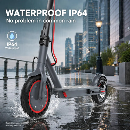 350W --Foldable Electric Scooter for Adults, 19MPH Top Speed 15 Mile Range, IP64 Waterproof Commuter E-Scooter, Smart APP Control, Dual EABS Drum Brakes, One Step Fold Aluminum Frame Max 265LBS Load