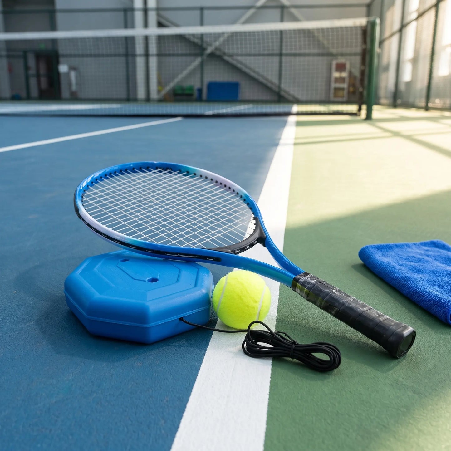 【Summerwins】Portable Tennis Trainer for Outdoor Sports, Self-Study Rebound Base with Racket and Ball, Lightweight