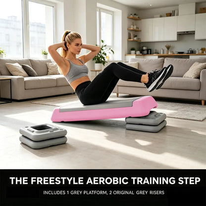 Adjustable Non-Slip PE Material Aerobic Step Platform - Textured Surface, Stackable Stable Base, Portable Home Gym Fitness Equipment for Cardio Workouts, Step Aerobics