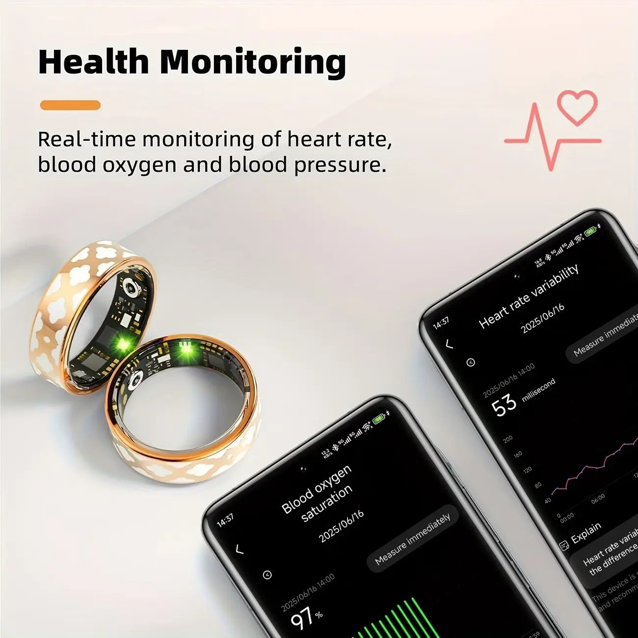 2026 Women'S Smart Ring, 5Atm Waterproof Fitness Tracker, Pedometer, Distance, Calories, Sleep & Period Tracking, Fits Iphone & Android, Wearable Fitness Trackers, Smart Wearable Devices, Smart Ring Health Tracker